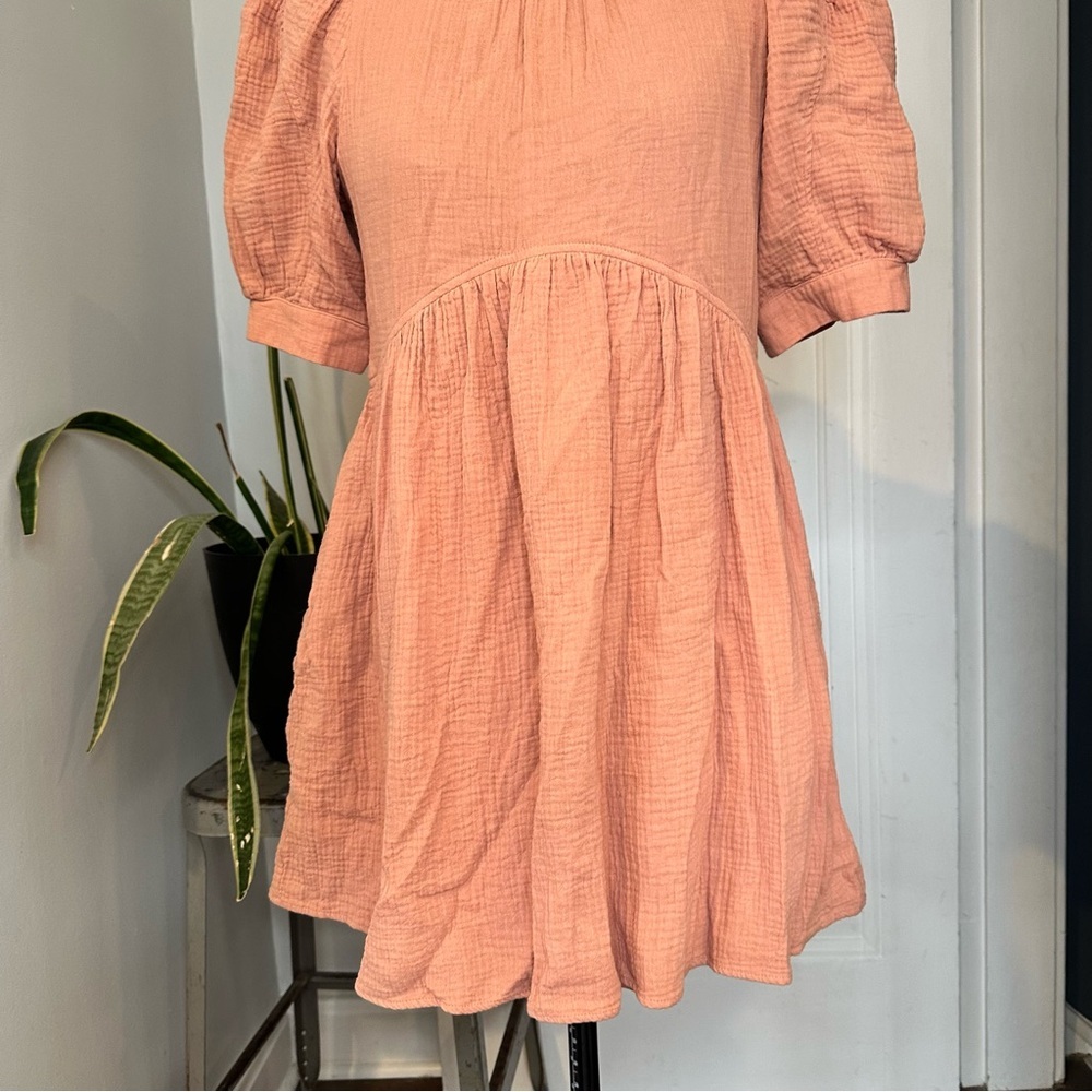 Roolee MAUVE PUFF SHORT SLEEVES FLARE BABYDOLL MINI DRESS - Picture 3 of 15